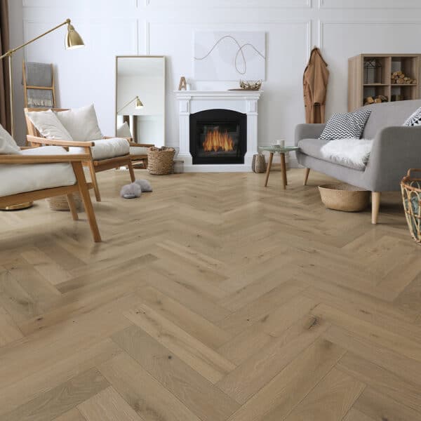 Mullican Hardwood Castillian Premier Herringbone  5" Coastal Fog 25946 - Image 2